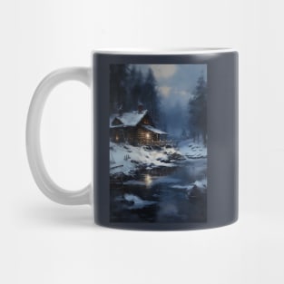 cozy winter nights - cabin by the lake - 2 Mug